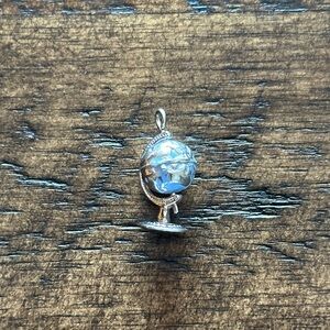Three-dimensional Sterling Silver Globe Charm